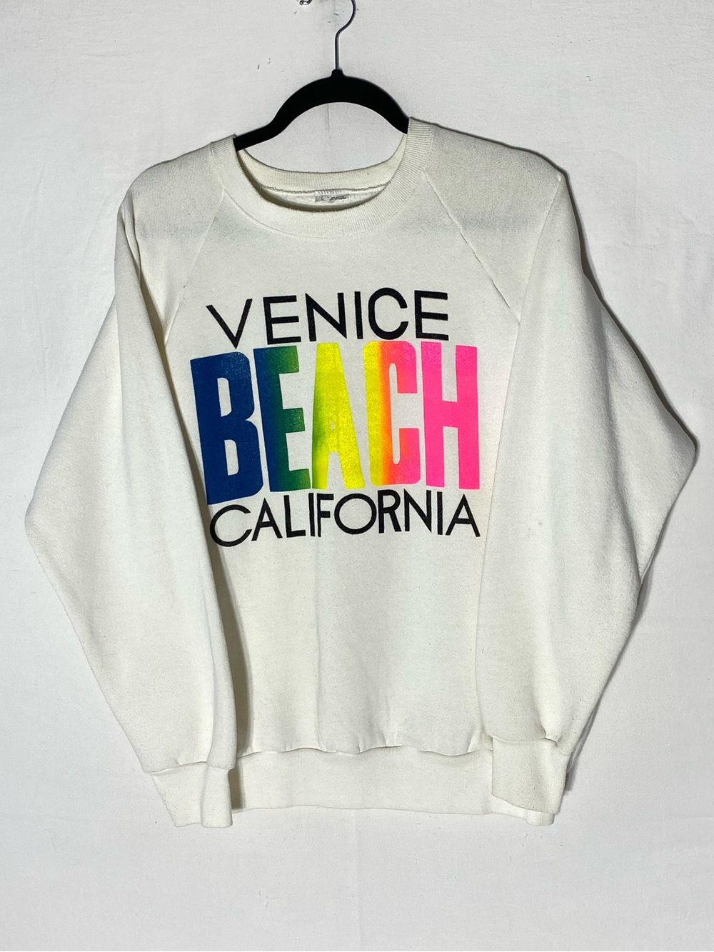 Vintage 80s 90s White Venice Beach California Rainbow Graphic Sweatshirt M